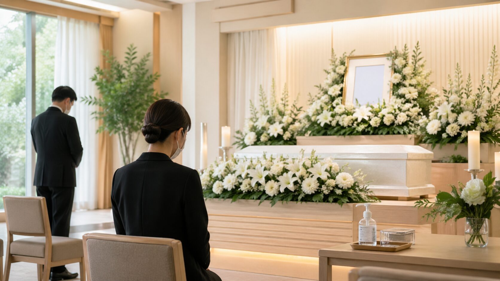 Serene memorial service in modern chapel