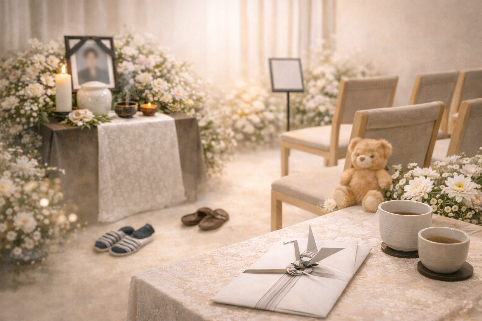 花に囲まれたお別れスペース