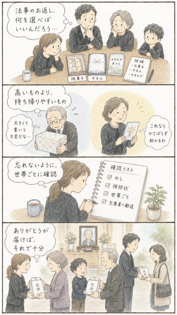 法事のお返しを選ぶひとたち