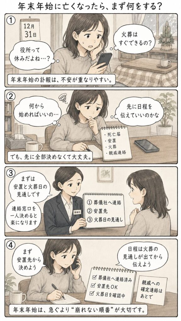 年末年始に亡くなった場合の流れ