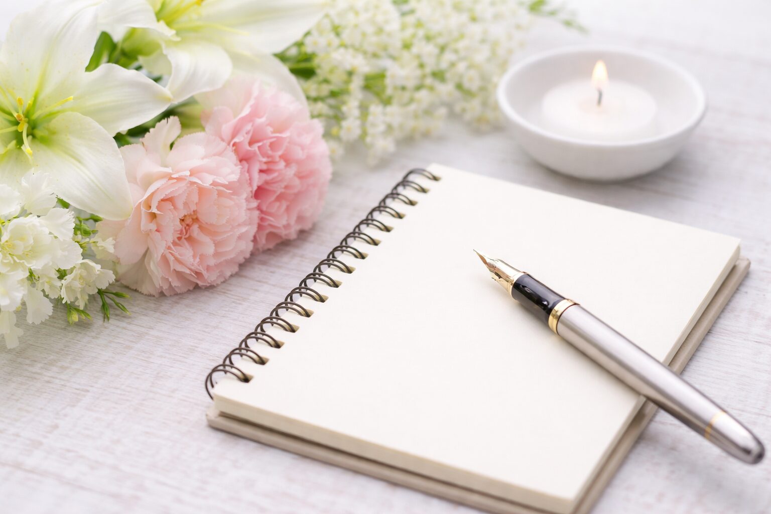 花と手紙とローソク