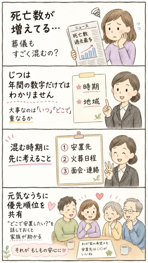 葬儀準備のために話し合う時